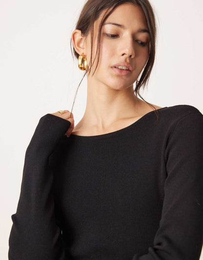 Long Sleeve Knit Compact Rib Mini Dress