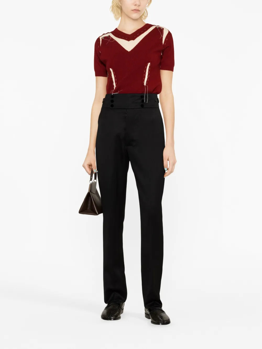Four-Stitch Tapered Wool Trousers