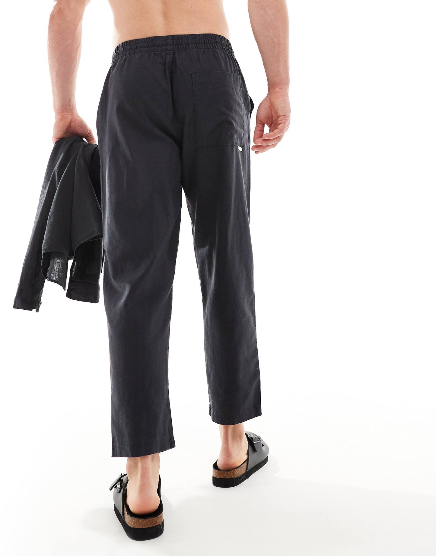 Linen Look Wide Leg Trousers