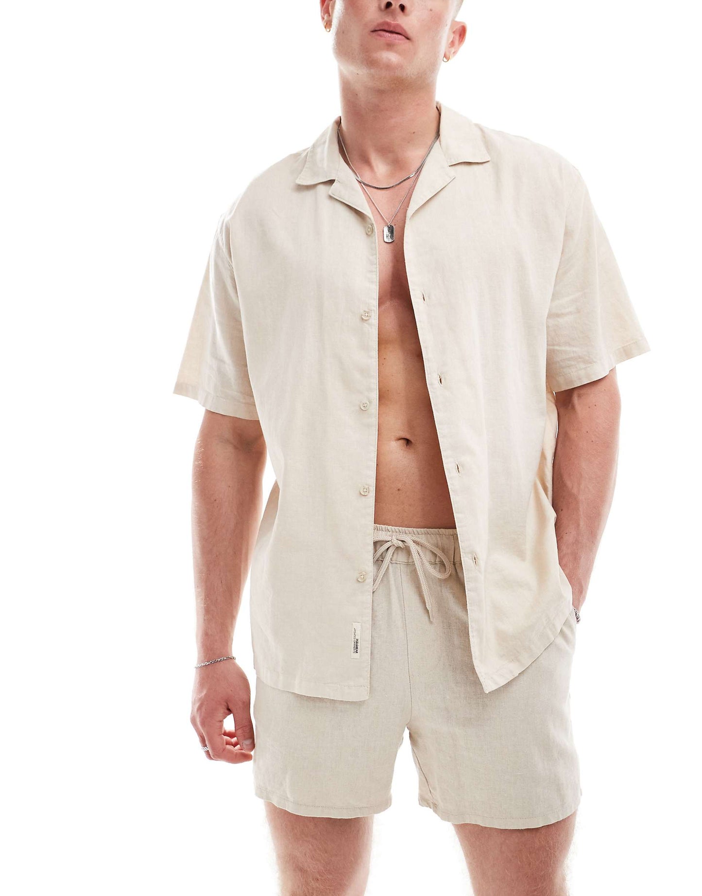 Linen Look Revere Neck Shirt