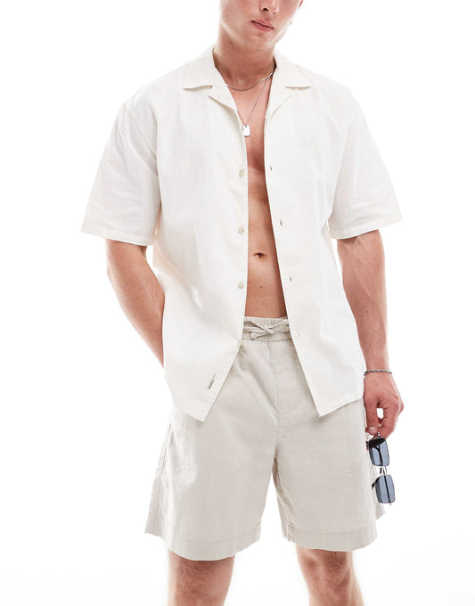 Linen Look Revere Neck Shirt