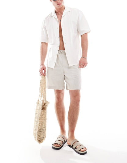 Linen Look Revere Neck Shirt