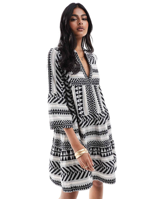 Aztec Print Mini Beach Kaftan