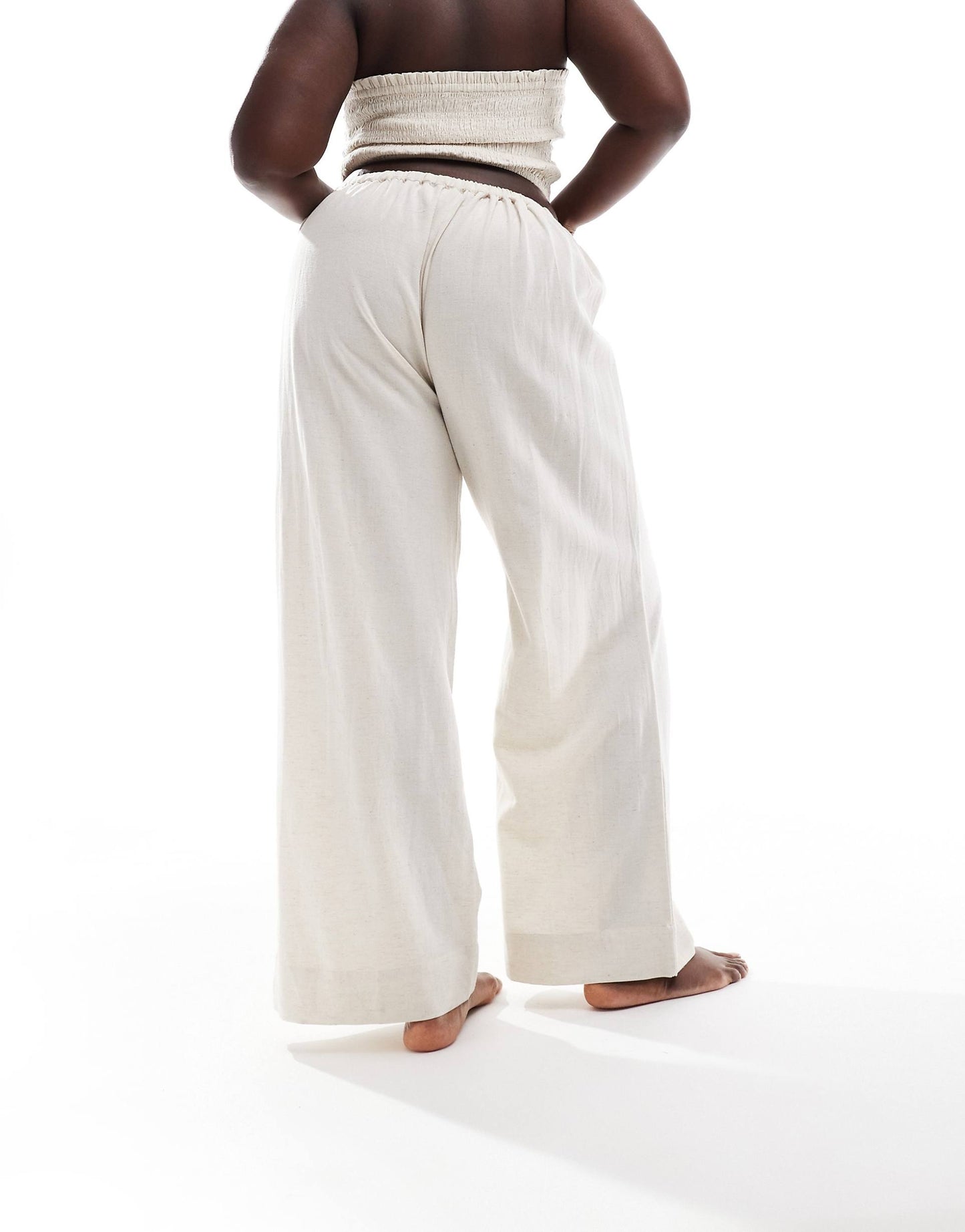 Curve Isabel Mix & Match Linen Look Tie Waist Beach Trouser