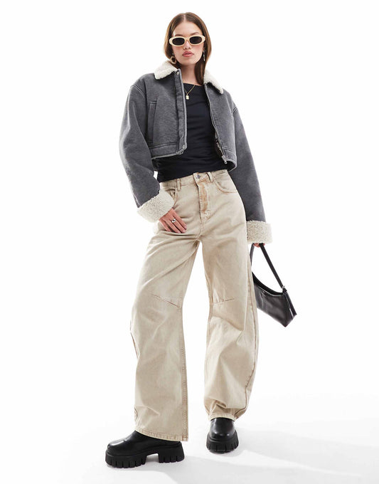 Cord Bonded Jacket With Shearling Collar