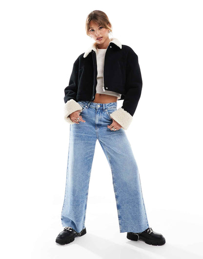 Cord Bonded Jacket With Shearling Collar