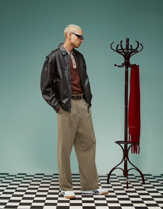 Premium Oversized Real Leather Harrington Jacket