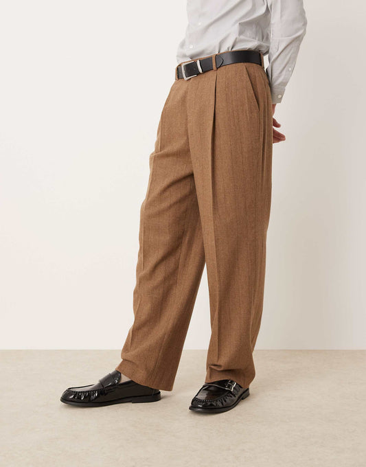 Smart Wide Leg Wool Mix Pinstripe Trouser