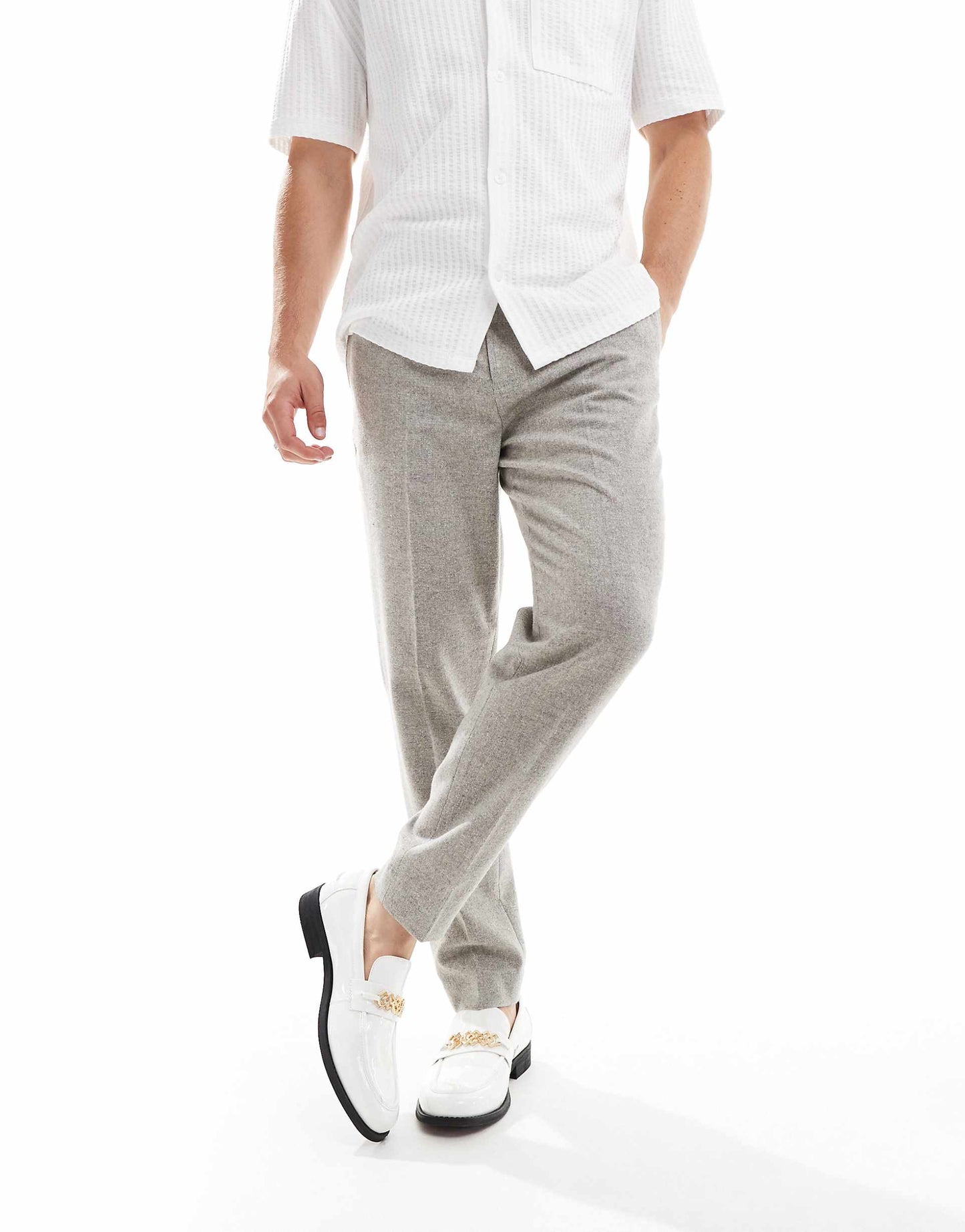 Smart Tapered Fit Wool Mix Trousers