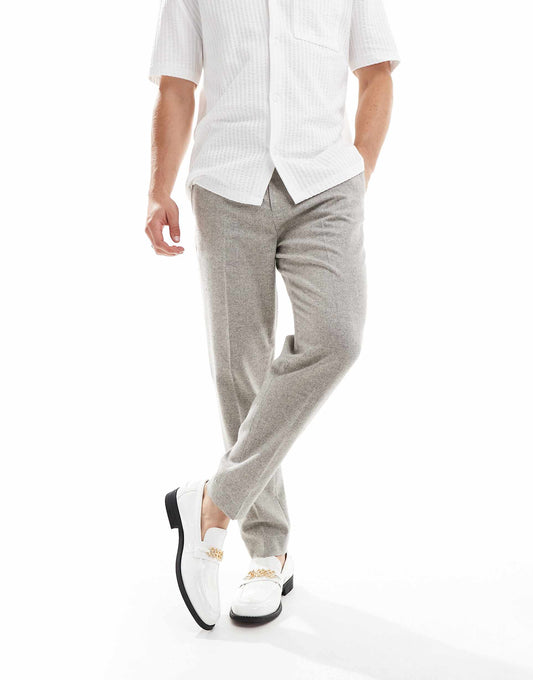 Smart Tapered Fit Wool Mix Trousers