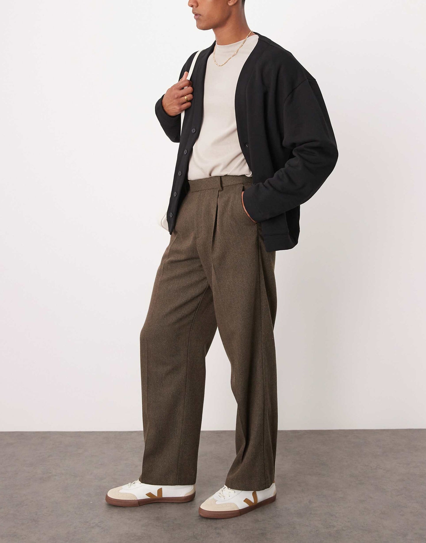 Smart Wide Leg Pleated Wool Mix Trousers