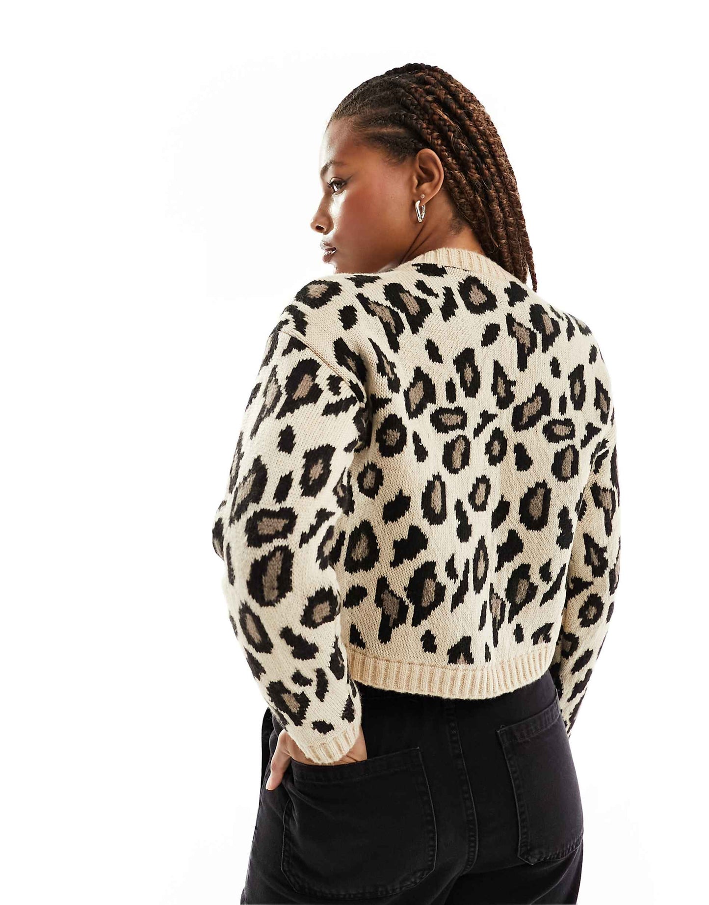 Leopard Ribbon Detail Knitted Cardigan