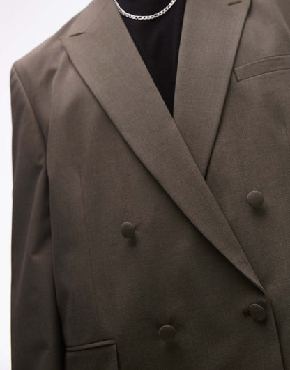 Relaxed Deconstructed Double Breasted Suit Jacket