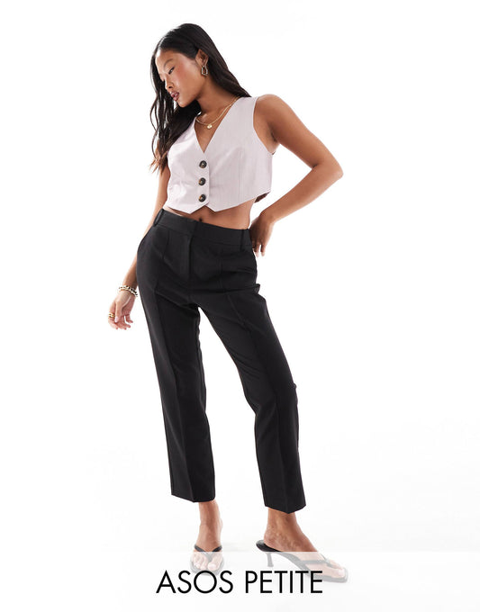 Petite Tailored Seam Detail Slim Straight Ankle Grazer Trousers