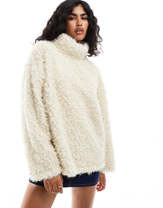 Super Fluffy Highneck Borg Oversized Sweatshirt