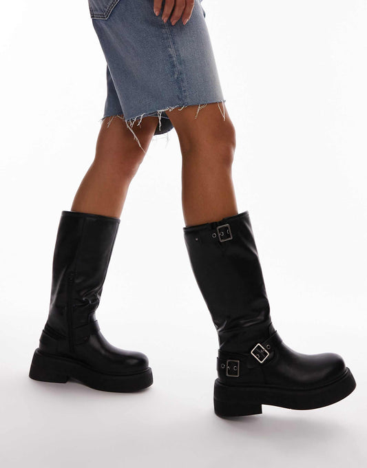 Roy Chunky Biker Boots With Hardware