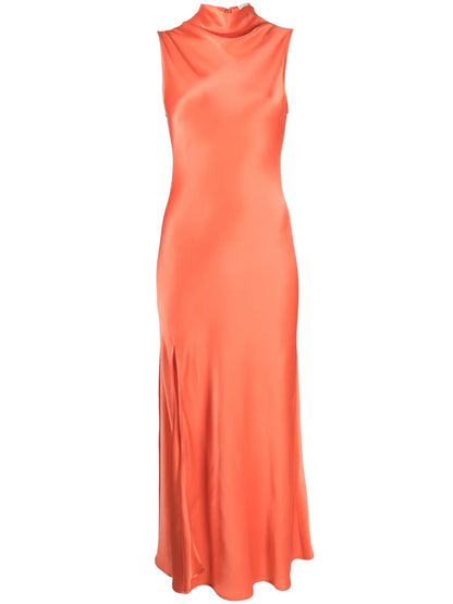 Draped Satin Maxi Dress