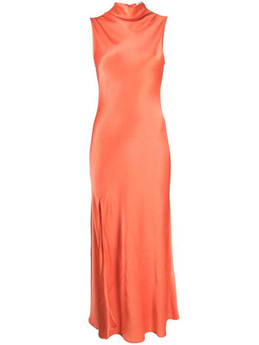 Draped Satin Maxi Dress