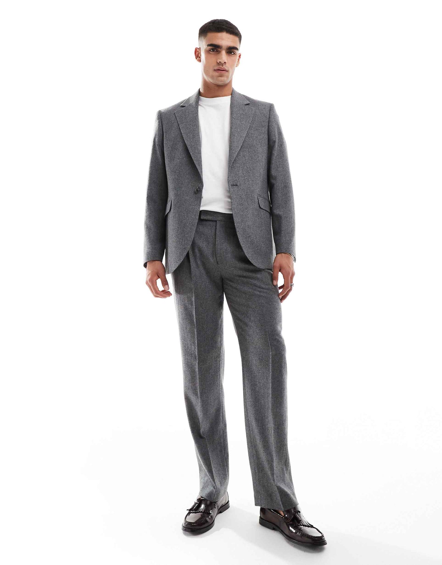 Straight Flannel Wool Mix Suit Trousers