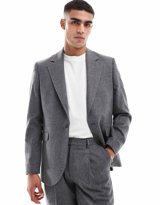 Regular Flannel Wool Mix Suit Jacket