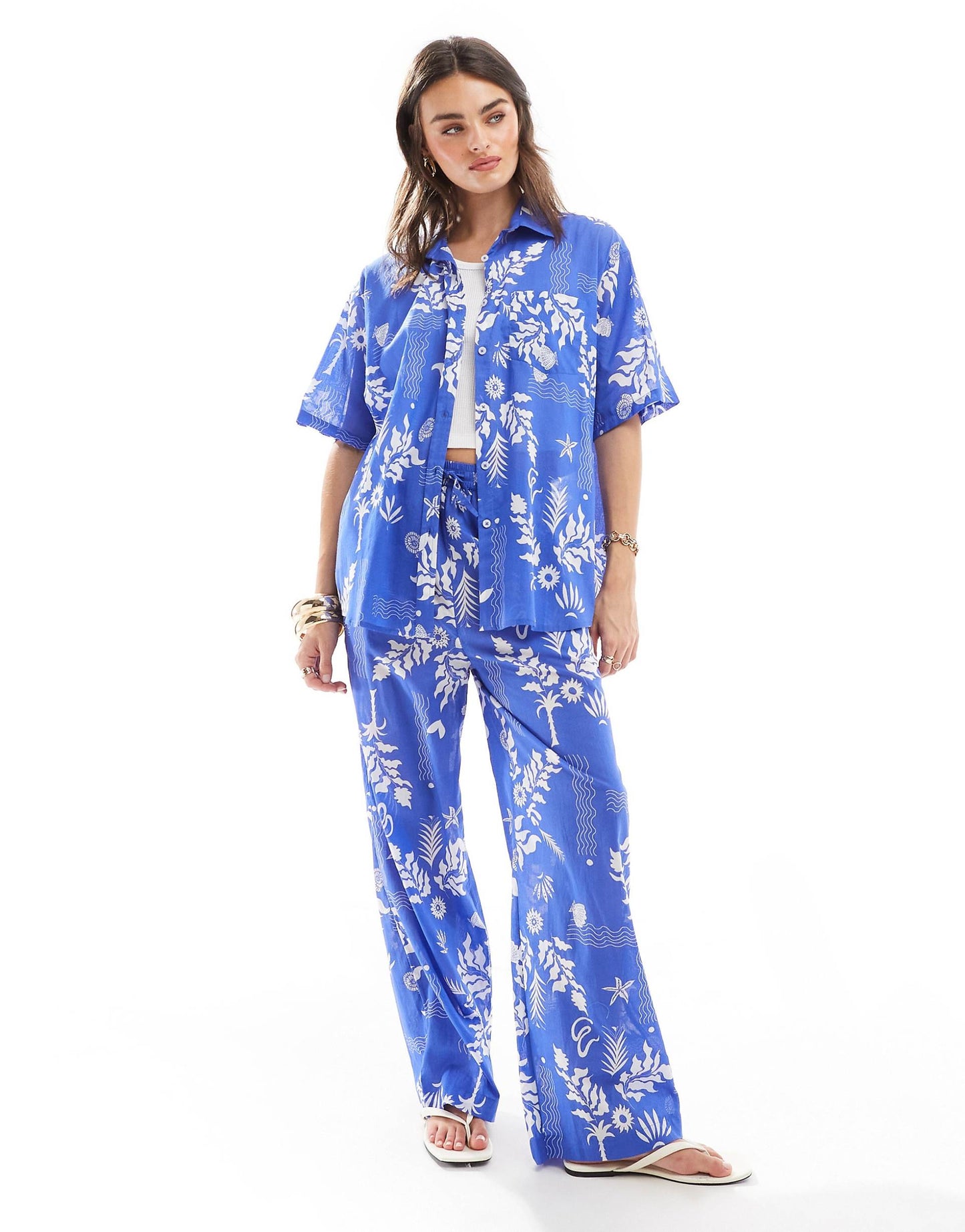 Resort Oversized Printed Beach Shirt Co-Ord