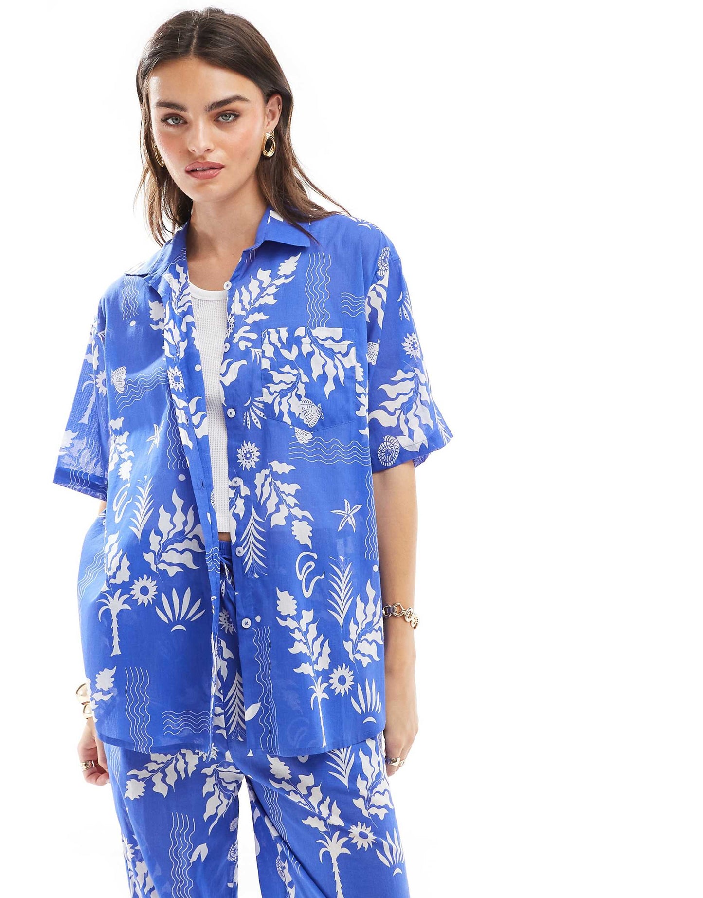 Resort Oversized Printed Beach Shirt Co-Ord