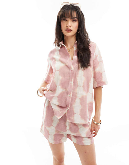 Tie Dye Oversized Beach Shirt Co-Ord