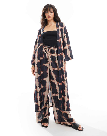 Tie Dye Maxi Beach Kimono Co-Ord