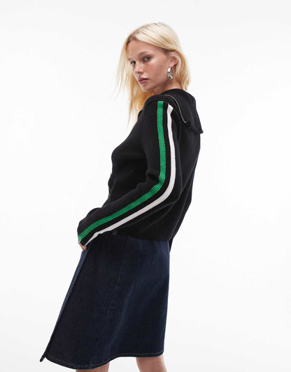 Knitted Diagonal Zip Cardi