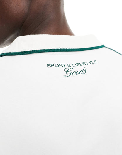 Oversized Revere Polo Sweatshirt With Print And Trims