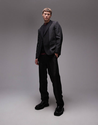 Relaxed Mixed Fabric Suit Jacket