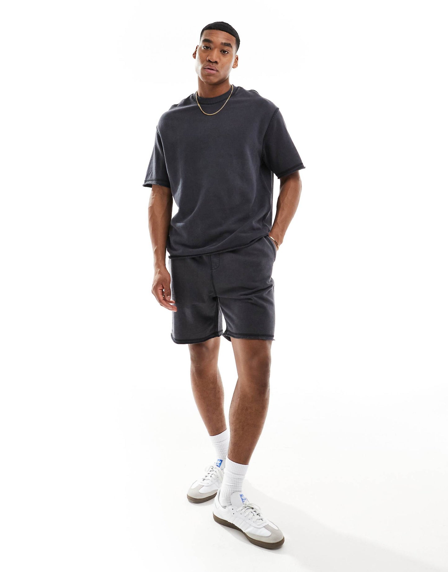 Raw Edge Washed Co-Ord Short