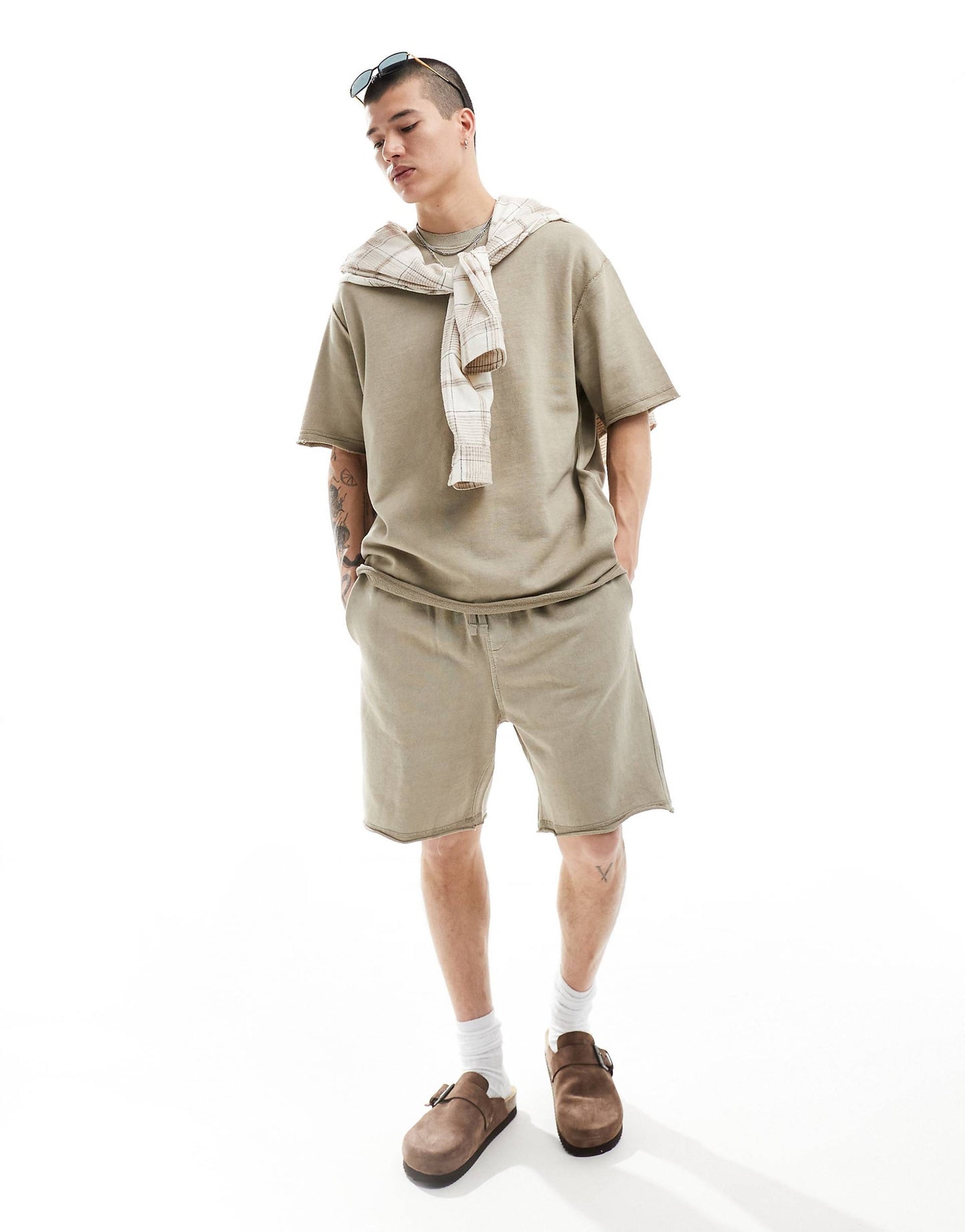 Raw Edge Washed Co-Ord Short