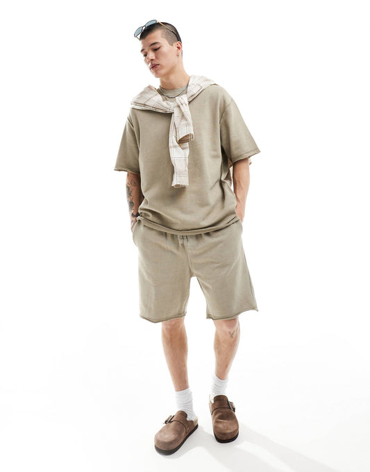 Raw Edge Washed Co-Ord Short