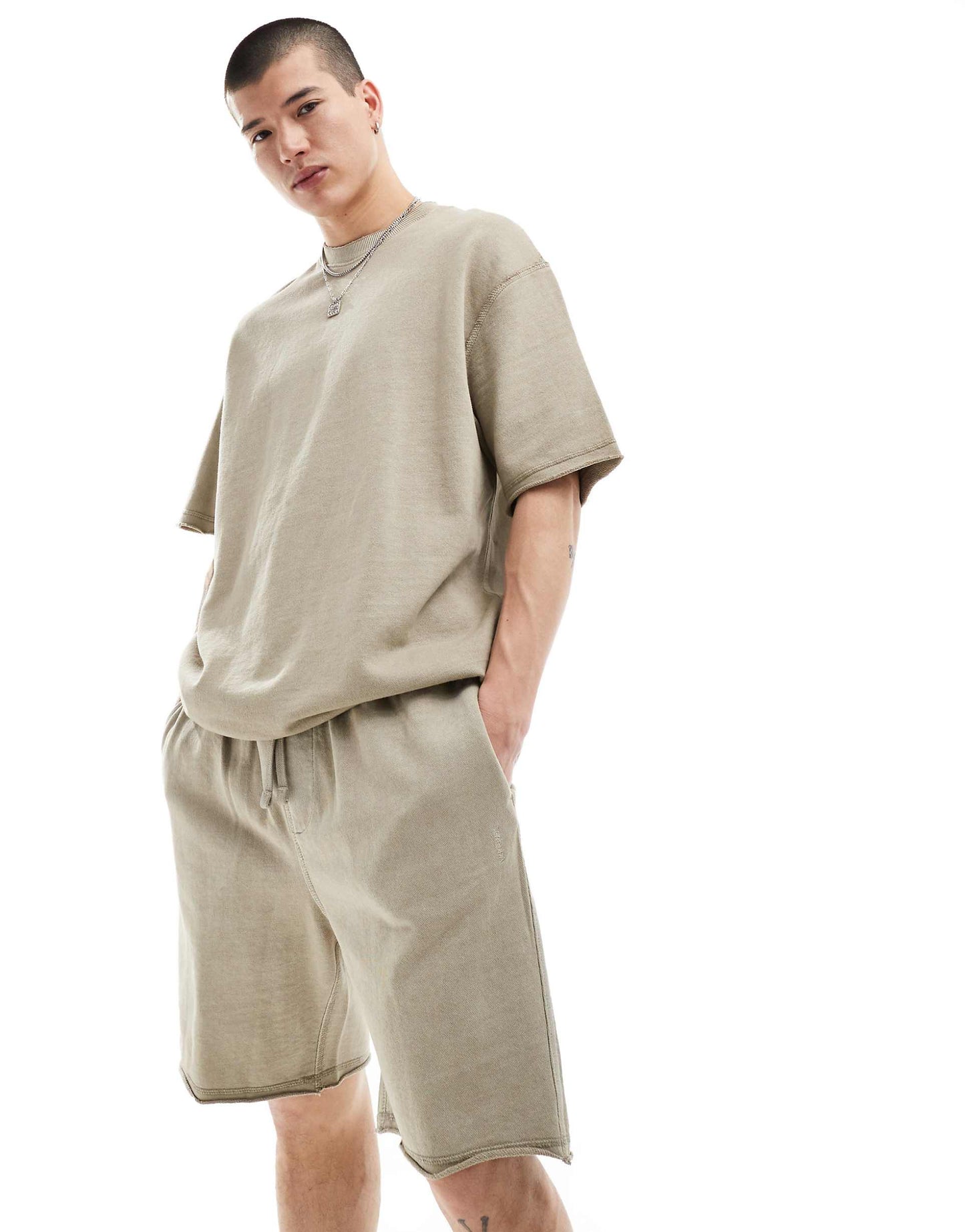 Raw Edge Washed Co-Ord Short