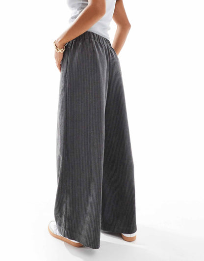 Petite Cord Wide Leg Pull On Trouser