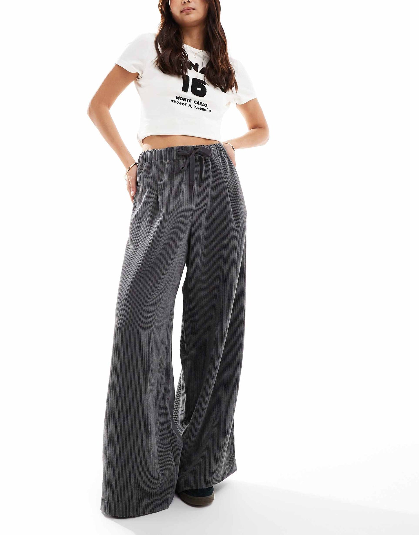 Cord Wide Leg Pull On Trouser