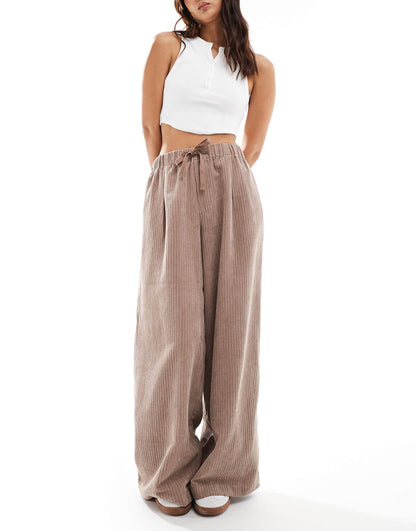 Cord Wide Leg Pull On Trouser