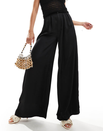 Satin Wide Leg Trousers