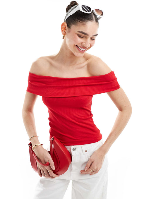 Fold Over Seamless Bardot Top