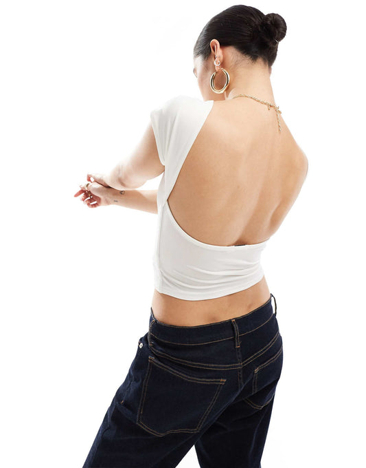 Cap Sleeve Tee With Open Back