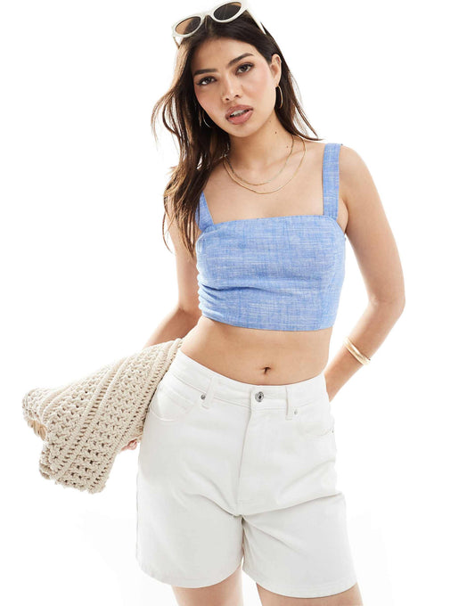 Linen Look Square Neck Cami Top