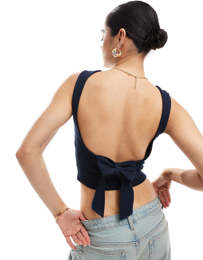 Open Back Top With Tie Back