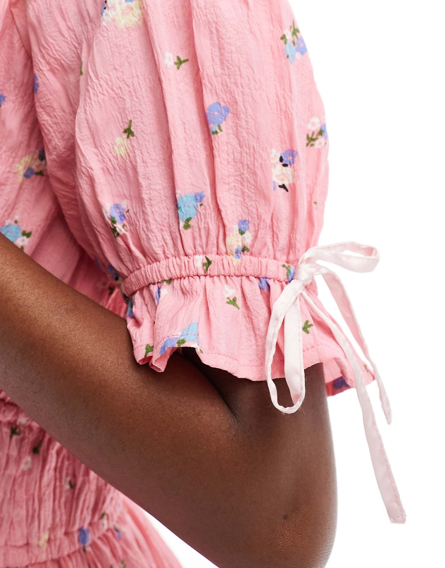 Vintage Style Tie Detail Smock Playsuit