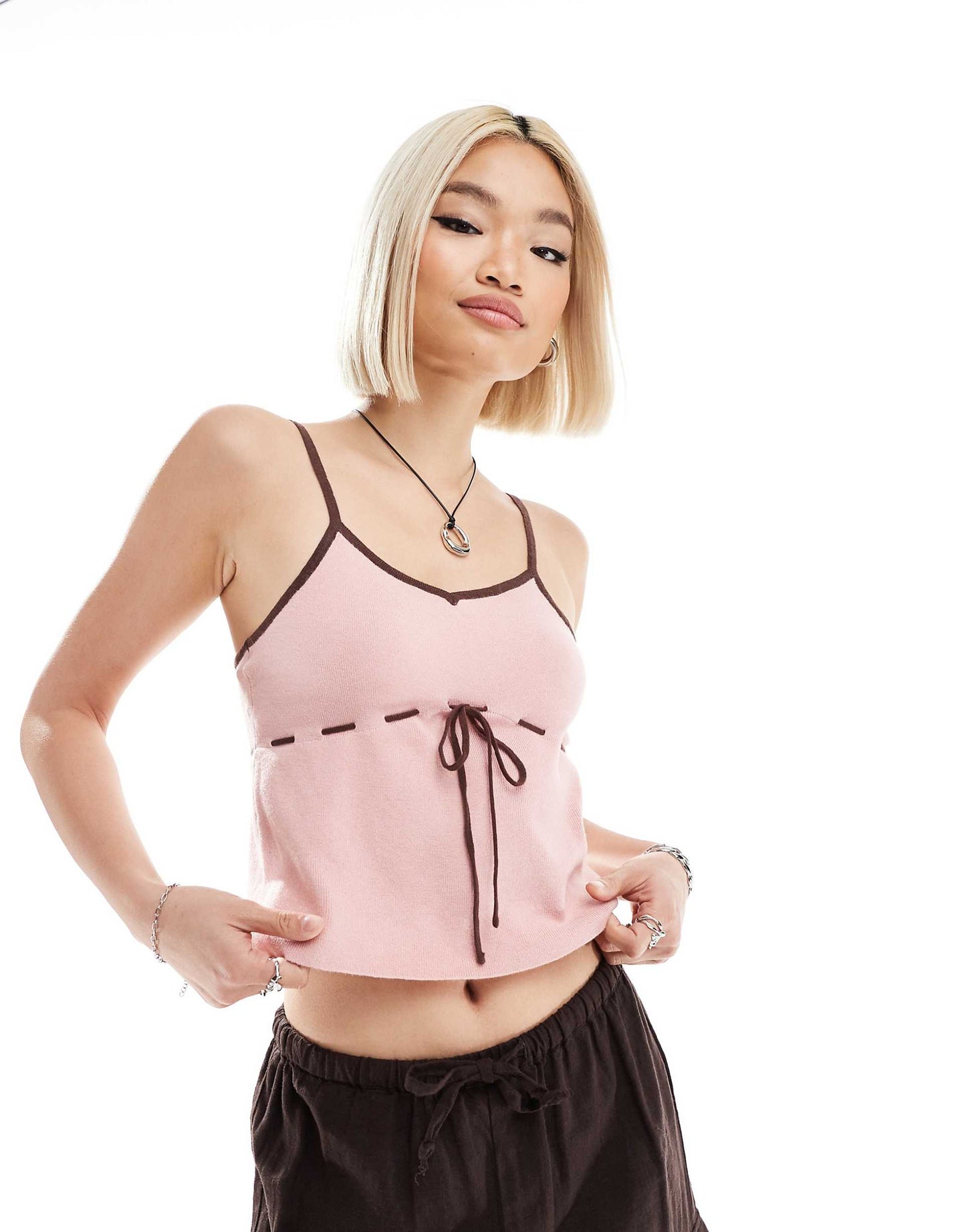 Knitted Contrast Cami Top