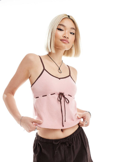 Knitted Contrast Cami Top