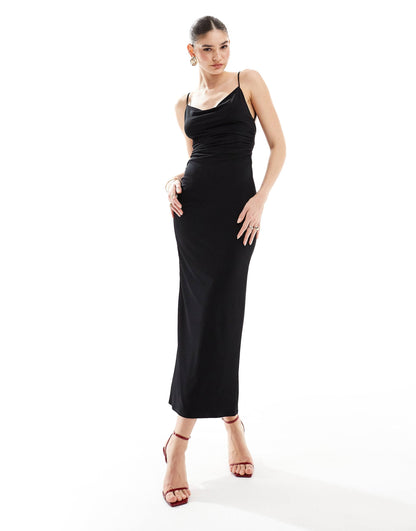 Cowl Neck Slinky Maxi Dress