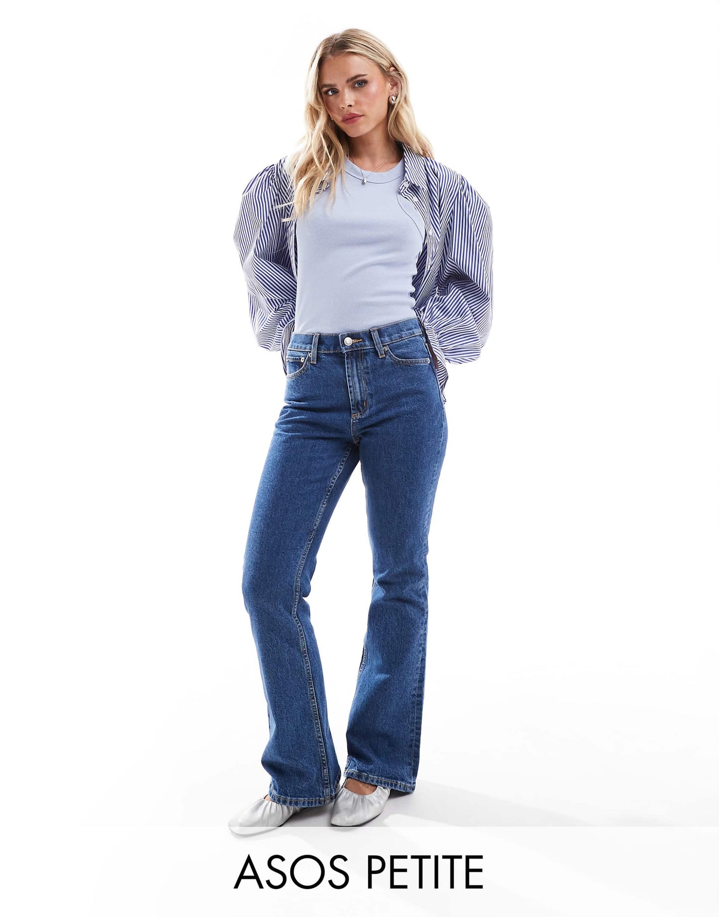 Petite Mid Rise Flare Jeans