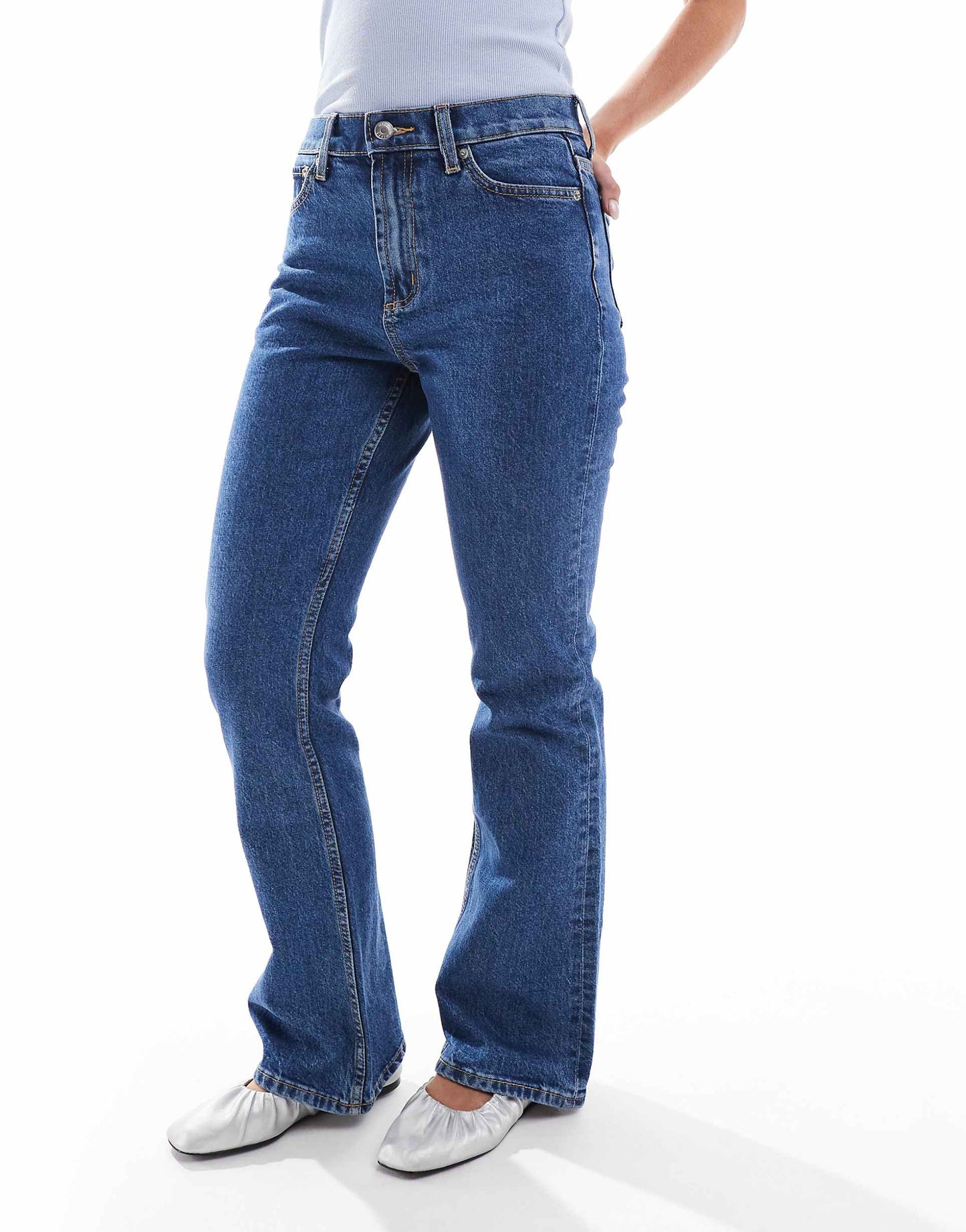 Petite Mid Rise Flare Jeans