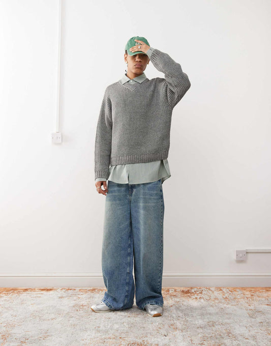 Oversized V Neck Jumper